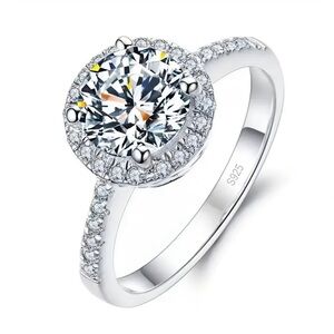 NEW 2ct. Brilliant Cut Moissanite Halo Engagement Ring Size 5
